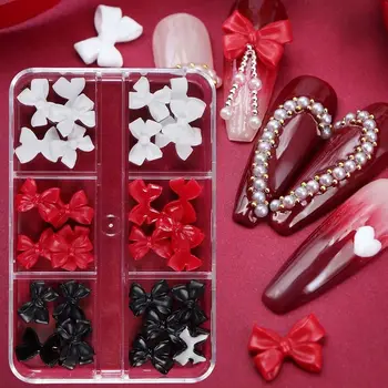 Bela Rdeča Lok Nohtov Čare Korejski Deli Črne Nail Art Kravato Valentine Dekoracijo Kawaii Pribor Za Manikuro Oblika Dobave
