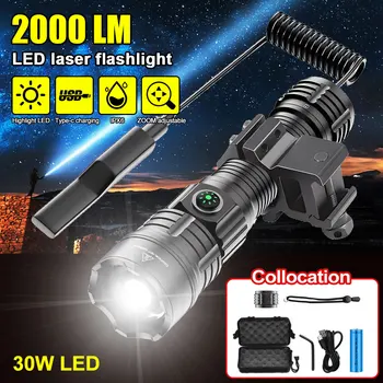 30W 2000LM 500-800M Paleto LED Beli Laserski Svetilka za Lov Taktično Noč Scout Luči Nastavite Nepremočljiva Puška Obseg Svetlobe