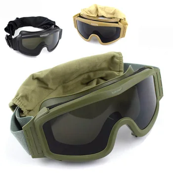 Črna Tan Zelena Taktično Očala Vojaško Streljanje Sončna Očala 3 Objektiv Airsoft Paintball Windproof Wargame Planinarjenje Očala