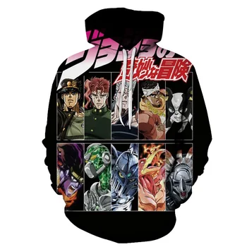 Anime Jojo Bizarna Avantura Moški Ženske Hoodies Priložnostne Hip Hop Ulične Dolge Rokave Sweatshirts Fantje Dekleta AutumnTops Coats