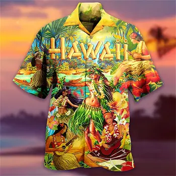 Retro moška Majica Plemenski Življenje 3d Tiskanih Kratek Sleeve Majica Fashion Havajske Srajce Za Moške Vsakodnevno Casual Kubanski Ovratnik Shirt Vrhovi