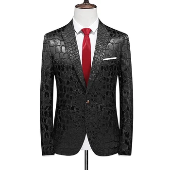 Velika Velikost 6XL Moških Luksuzni Poslovna Obleka Jakna moška Classic svate Jacquardske Blazerji Slim Fit Swallowtail Obleko Homme