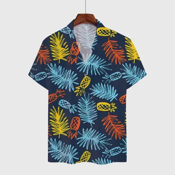 Poletje moška Majica Hawaiian Beach Priložnostne 3D Natisnjena Kratka Sleeved Majico Priložnostne Srajce Moda Camisas De Hombre Ropa