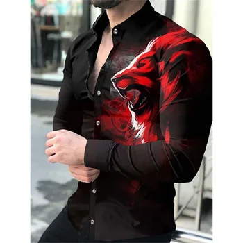Visoke Kakovosti Evropske Ameriška moška Oblačila Športna Moda Natisne Majica Single-Zapenjanje Jopico Long Sleeve Majica Moški