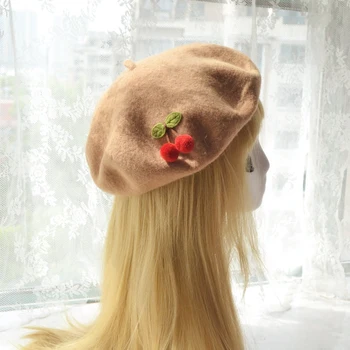 Japonski sen žensko ročno čiste volne klobučevine baretka Sladko sin baretka