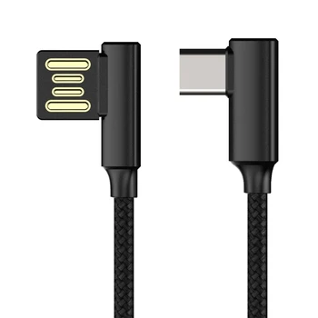 TypeC USB Kabel za 90 Stopinj Dvojno Strani Reverzibilna Najlon Pleteni Dolg Kabel, Hitro Polnjenje USB TypeC Telefon Kabel