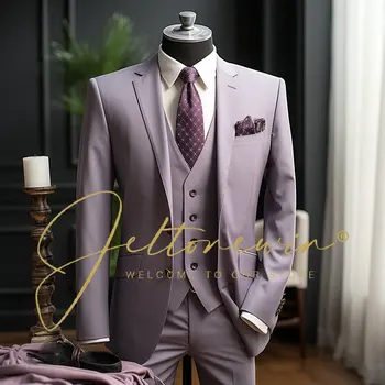 ( Suknjič+Telovnik+Hlače ) Boutique Moda za Moške Priložnostne Poslovnih Urad Obleko Tri Delni Set Ženina Poročna Obleka, Obleke Slim