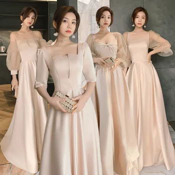 Plus Velikost Cheongsam Kitajski Obleko Kvadratnih Ovratnik Maxi Obleko Saten Družice Obleko Elegantno Ženske Večer Stranka Obleko Qipao