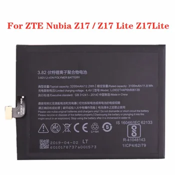 Novo Li3932T44P6h806139 Nadomestna Baterija Za ZTE Nubia Z17 / Z17 Lite Z17Lite NX591J NX563J 3200mAh Visoke Kakovosti Telefon Baterija