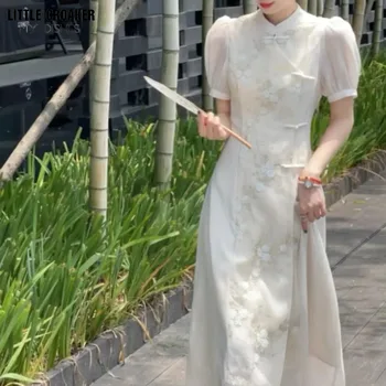 Ženske Qipao Mengdu Jiangnan Novi Kitajski Cheongsam Izboljšano Qipao Visoko Pasu Slim Obleko 2023 Poletje je Edinstven in Svež Stil
