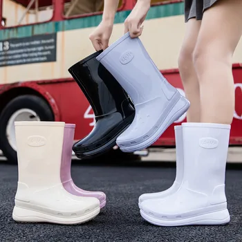 Ženske Dež Čevlji Močen Platformo, Sredi tele Nepremočljiva Škornji Višino Narašča Non-slip Dež Čevlji za Ženske Zapatos De Mujer