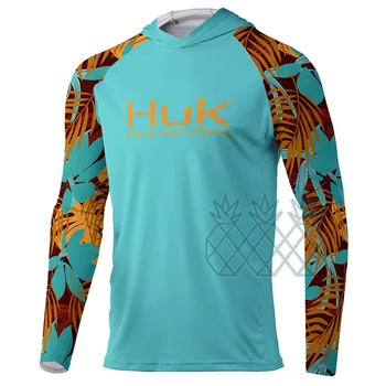 HUK Hooded Ribolov Majica Dolg Rokav Uv Zaščito Človek na Prostem Poleti Ribiško Oblačila Jersey za Moške Ribiško Oblačila UPF 50+