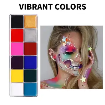 12 Barve Obraza, Body Painting Moda Tatoo Slikarstvo Halloween Strokovno Ličila Stranka Lepoto Paleta DIY Obraz Barve Pigmenta 0