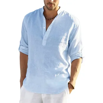 2023 Novih Moških Priložnostne Bluzo Majica Svoboden Vrhovi Dolg Rokav Tee Shirt Pomlad Jesen Priložnostne Lep Moške Srajce