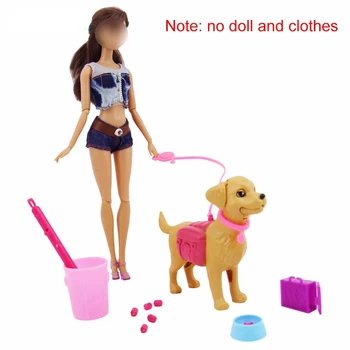 1 Komplet 1:6 Lutka Hiša dodatna Oprema Mini Plastični Pes + Hišne Opreme na Prostem Kombinacija za Barbie Lutka Igrače Set