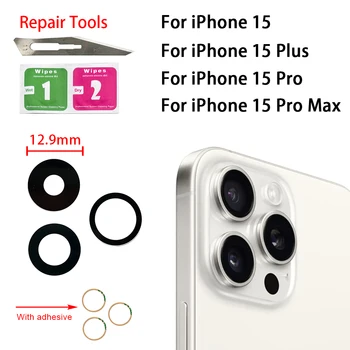 2pcs Original zadnji Zadnji Objektiv Kamere Stekla za iPhone Pro 15 Max 15 ProMax 15 Pro 15 Plus objektiv s Lepilo Nalepke 0