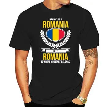 Romunija T Shirt Moje Srce Pripada Romunija Državi Ljubezen Tee Vrh 2022 Moški Modni Risani Lik Fitnes T Srajce