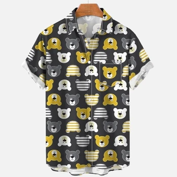 Moda Havajske Srajce Za Moške Anime Živali, 3d Print Majica Kratek Rokav Quick Dry moška Majica Srčkan Harajuku Prevelik Moški zgornji deli oblačil
