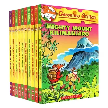 10 Knjig Geronimo Stilton 41-50 Avanturo Raziskovanje Stripov Fikcija Staršev Otrok, Otroci Zgodbo Angleški Sliko Storybook Libro