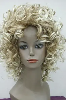 Novo Cosplay Žensk Lasulje blond Mix Kodraste Kratek Lasuljo Sintetičnih Las Polno Lasuljo