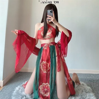 1 Nastavite Seksi Spodnje Perilo, Ženske Klasičnih Kitajskih Nevesta Obleko Rdeče Hanfu Sleepwear Cosplay Kitajski Slog Enotna