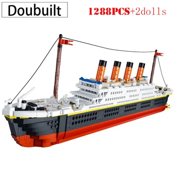 Doubuilt Titanik Potniška Ladja Model Bloki 1860/1288pcs Ladje gradnikov z Embalažo Polje Darilo za Otroke Otrok
