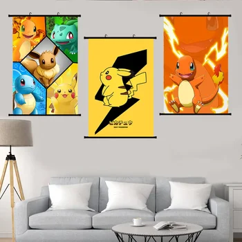 Pokemon Platno Slikarstvo Pikachu Sliko Wall Art Soba Dekoracijo Anime Risanke Estetske Plakat, Dnevna Soba, Pisarna Dom Dekor