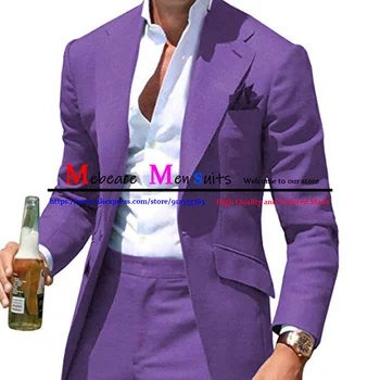2021 Novega Modela, Vijolična Moških Obleko Tailcoat Poroka Obleke Za Groomsman Slim Fit Ženina Tuxedos Moških Bo Ustrezala 2 Delni Komplet (Jakna+Hlače)