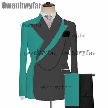 Gwenhwyfar 2022 Trend Nove Mešane Colocr Moške Ženina Poročna Obleka Business Casual Jopičem Moda Novo Obleko kos 2