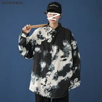 VERSMA Japonski Harajuku Tie Dye Vintage Print Majica Moški Ženske Bluzo korejski Ulične Majice z Dolgimi Rokavi Moški 5XL Dropshipping