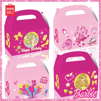 Novo Miniso Barbie Natisnjeni Svate Sladkarije Snack Box Ročni Papir Croissant Vrečko Srčkan Prenosni Dekle Rojstni Dan Darilo Vrečko 2024