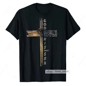 Sin Jezus Kristus Križ T-Shirt Christian 9 Jn 3:16 Pismo Tee Ljubezni Svetu