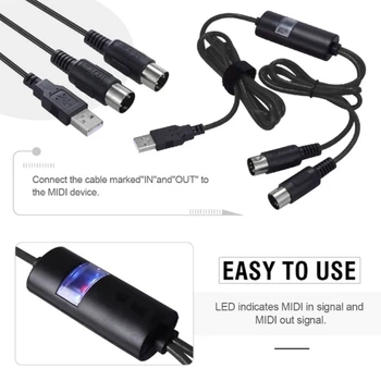MIDI USB Kabel USB MIDI Pretvornik S Svetlobo FTP Proceesing Čip E1YA 2
