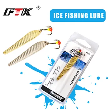 FTK Pozimi Ice Fishing Lure 7 g 12 g Zlati Srebrni Kovinski Navpično Šablon Spoonbait s Trojno Kavelj za ribolova in ščuka, ostriž 5